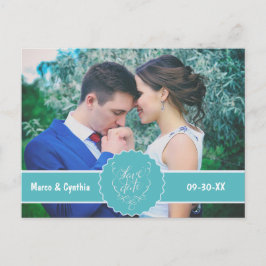 Cartão Postal De Anúncio Guardar a Fotografia do Teal de Data