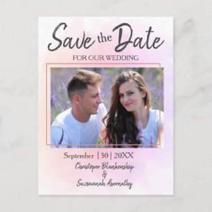 Cartão Postal De Anúncio  Guardar O Casamento Simples De Fotografia Persona