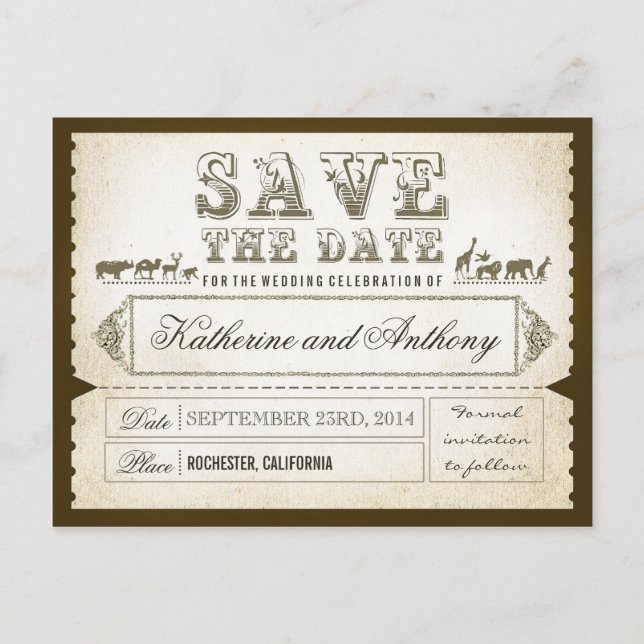 Cartão Postal De Anúncio guardar os bilhetes ZOO SAFARI (Frente)