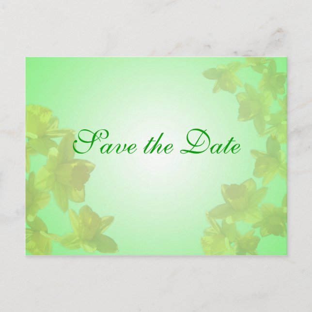 Cartão Postal De Anúncio guarde a data, flores de tulipa amarelas (Frente)