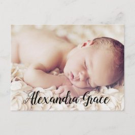 Cartão Postal De Anúncio Handlettering Modern Script Baby Name Photo