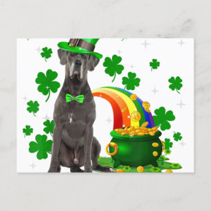 Cartão Postal De Anúncio Happy St Patricks Day Leprechaun Great Dane Dog
