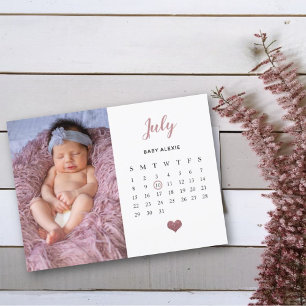 Cartão Postal De Anúncio heart glitter photo calendar new baby birth