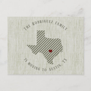 Cartão Postal De Anúncio Hill Country Green Linen e Heart Texas Moving