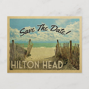 Cartão Postal De Anúncio Hilton Head Salva A Data Vintage Beach Náutica