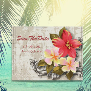 Cartão Postal De Anúncio hímenis tropical do Havaí, casamento, salve a data