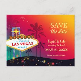 Cartão Postal De Anúncio Hip Twilight Las Vegas Casamento Salve a Data