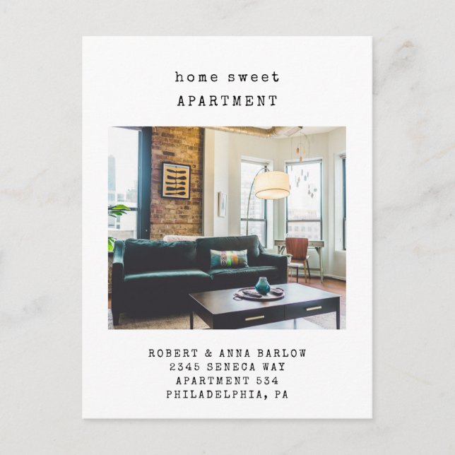 Cartão Postal De Anúncio Home Sweet Apartamento Novo Endereço Foto Moviment (Frente)