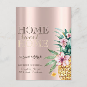 Cartão Postal De Anúncio Home Sweet Home,Abacaxi Floral,Rosa Dourado