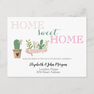 Cartão Postal De Anúncio Home Sweet Home,Cactus Flower Announceme