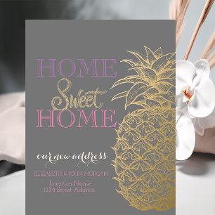 Cartão Postal De Anúncio Home Sweet Home, Dourado Abacaxi Novo Endereço