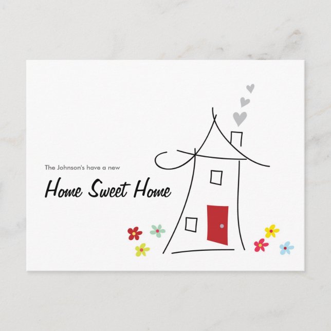 Cartão Postal De Anúncio Home Sweet Home, Nós Mudamos O Cartão-Postal (Frente)