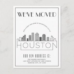 Cartão Postal De Anúncio Horizonte de Houston Moderno Deco Mudança de Ender