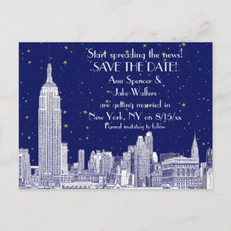 Cartão Postal De Anúncio Horizonte de NYC 01 Gravado DIY BG Estrelado Salve