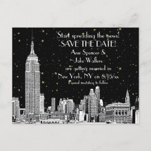 Cartão Postal De Anúncio Horizonte de NYC 01 Gravado DIY BG Estrelado Salve