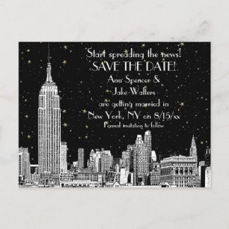 Cartão Postal De Anúncio Horizonte de NYC 01 Gravado DIY BG Estrelado Salve