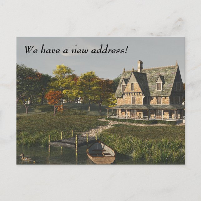 Cartão Postal De Anúncio House on the Lake - New Address Postcard (Frente)