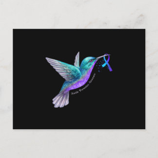 Cartão Postal De Anúncio Hummingbird Roxo Azul Fita Suicídio