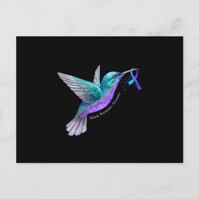Cartão Postal De Anúncio Hummingbird Roxo Azul Fita Suicídio (Frente)
