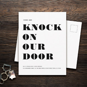 Cartão Postal De Anúncio Humor Divertido Novo Endereço Simples Minimalista 