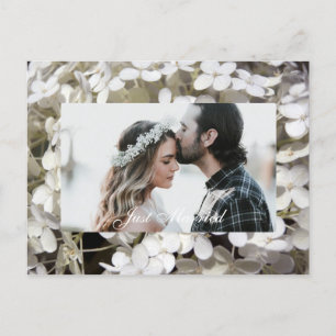 Cartão Postal De Anúncio Hydrangea branca Foto de Recem casados Floral