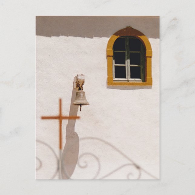 Cartão Postal De Anúncio Igreja Grega Com Cruz Salvar Data (Frente)