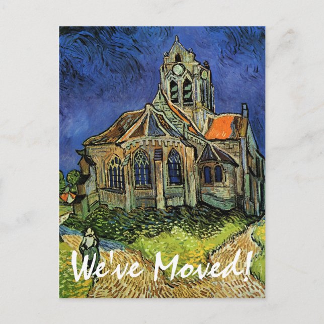 Cartão Postal De Anúncio Igreja Van Gogh em Auvers, Mudança de endereço (Frente)