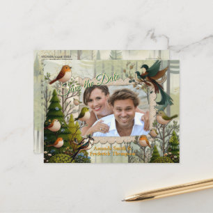 Cartão Postal De Anúncio Ilustração artística de pássaros simplistas em est