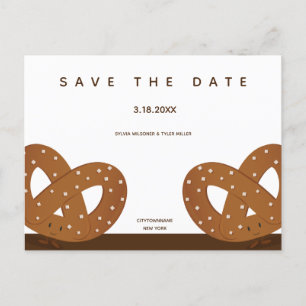 Cartão Postal De Anúncio Ilustração de Pretzels Salgados Salvar a Data