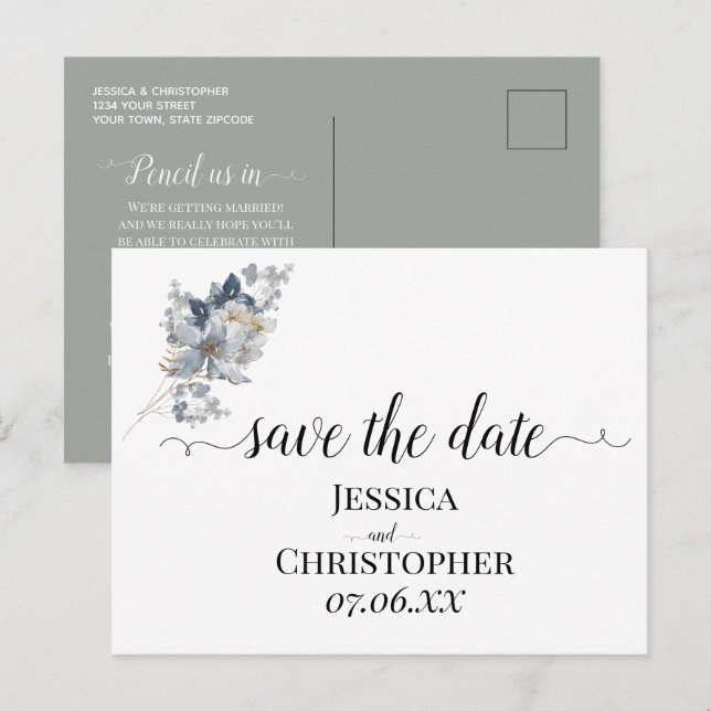 Cartão Postal De Anúncio ilustração em aquarela rústica arranjo floral (Frente/Verso)