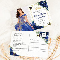 Imagem de Borboletas Quinceañera Floral Azul Real