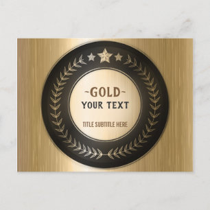 Cartão Postal De Anúncio IMPRESSÃO PERSONALIZADO MEDAL Dourado #1 ADICIONE