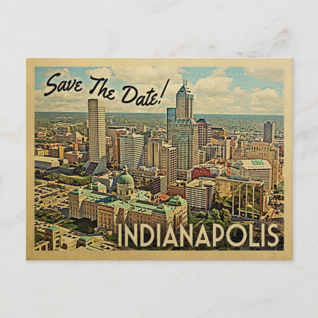 Cartão Postal De Anúncio Indianapolis Salve A Data Indiana (Frente)