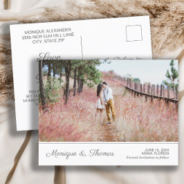 Cartão Postal De Anúncio Informações do Site de Foto de Noivado de Casament