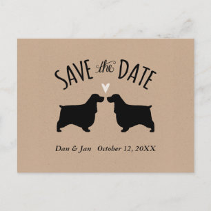Cartão Postal De Anúncio Inglês Cocker Spaniels Casamento Salve a Data