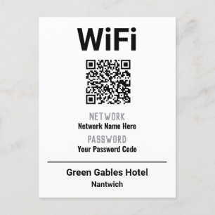 Cartão Postal De Anúncio Instruções WiFi com código QR