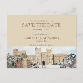 Cartão Postal De Anúncio Inverno no Castelo de Windsor Casamento Salvar a D