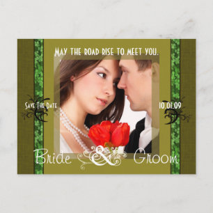 Cartão Postal De Anúncio Irish Save The Date with Your Photo (Irlandês salv