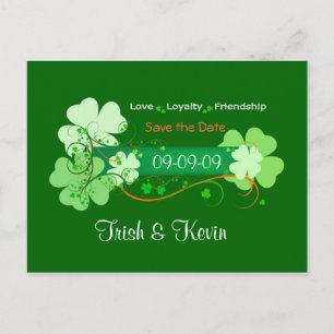 Cartão Postal De Anúncio Irish Wedding Salve the Date Postcard