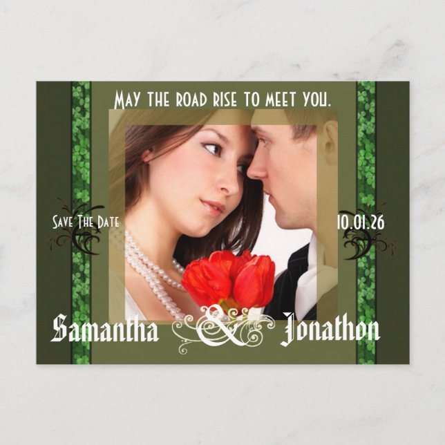 Cartão Postal De Anúncio Irlandês Salve a Data com a Sua Foto (Frente)