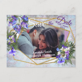 Cartão Postal De Anúncio Jacaranda Blooms & Lily Buquê Salvem as Datas