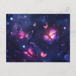 Cartão Postal De Anúncio Jardim de Borboletas Noturnas Celestiais