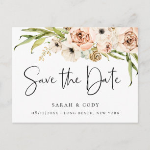 Cartão Postal De Anúncio Jardim Floral de Verão Elegante Salvar a Data