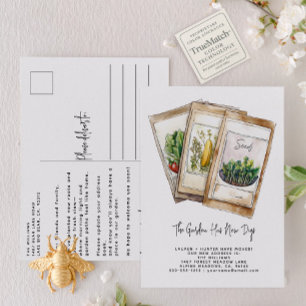 Cartão Postal De Anúncio Jardim Moderno Mudamos Aquarela Elegante