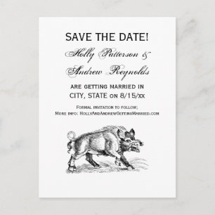 Cartão Postal De Anúncio Javali do vintage que tira BW #2