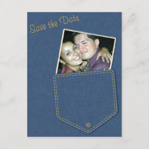 Cartão Postal De Anúncio Jeans Pocket Denim Salva o Cartão-Postal de Data