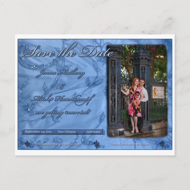 Cartão Postal De Anúncio Jenna e Mitch salvam a data (Frente)