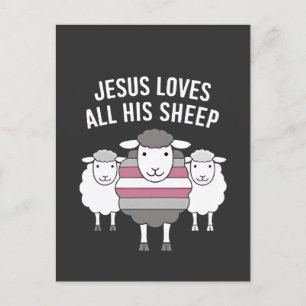 Cartão Postal De Anúncio Jesus Ama Todo O Seu Orgulho LGBT De Ovelha Mês