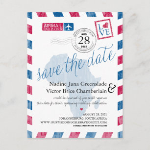 Cartão Postal De Anúncio Joanesburgo South Africa Airmail Save Date (O corr