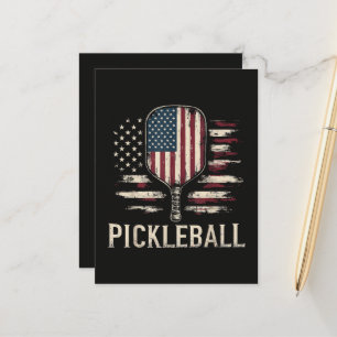 Cartão Postal De Anúncio Jogador de Pickleball Bandeira dos EUA Paddleball